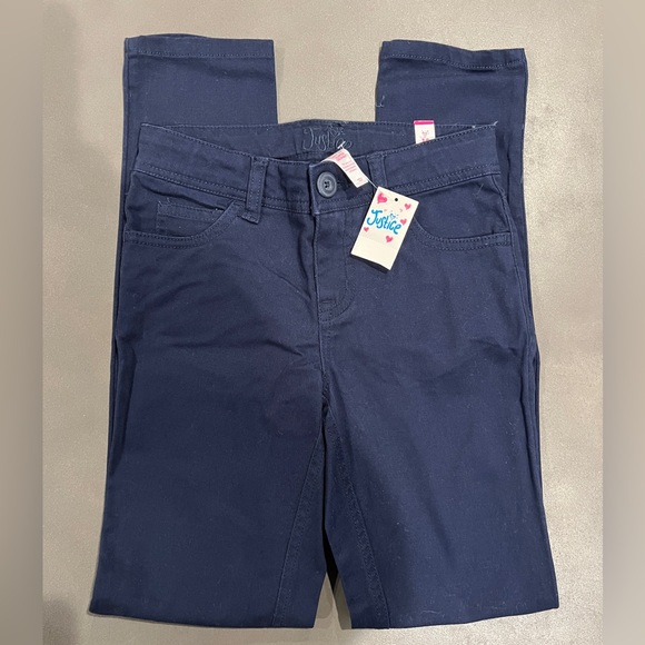 NWT Justice Dark Blue Skinny Pants Sz 10 - Picture 1 of 4